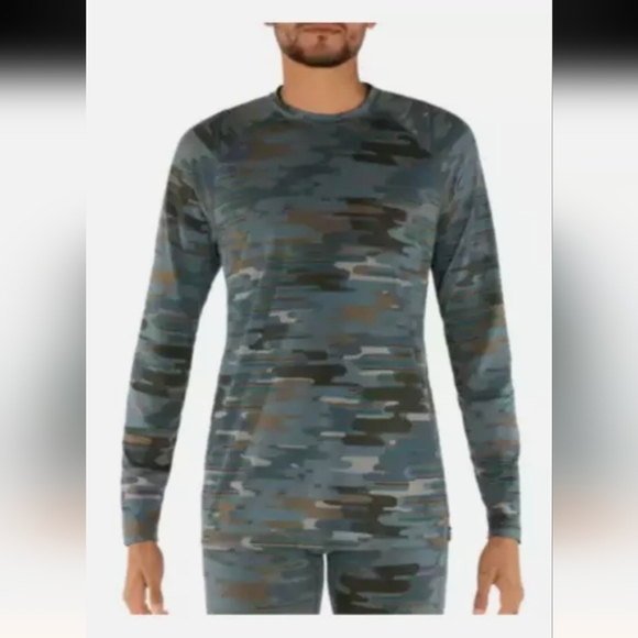 SAXX Blue Camo Crew-Neck Merino wool Baselayer Slim Fit Long Sleeve Top Size: S - Picture 7 of 15
